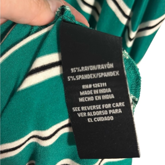 Ronni Nicole White and Green Casual A-Line Maxi Dress Size Large Jersey Striped - Picture 7 of 8
